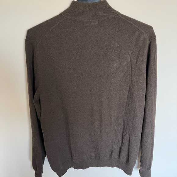 J. Hilburn 100% Cashmere Brown 1/4 Zip Sweater Men’s Large - Picture 5 of 6
